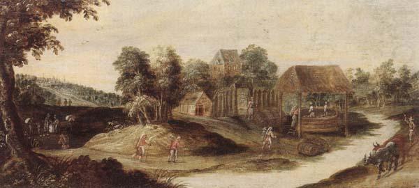 a wooder landscape with saint, unknow artist